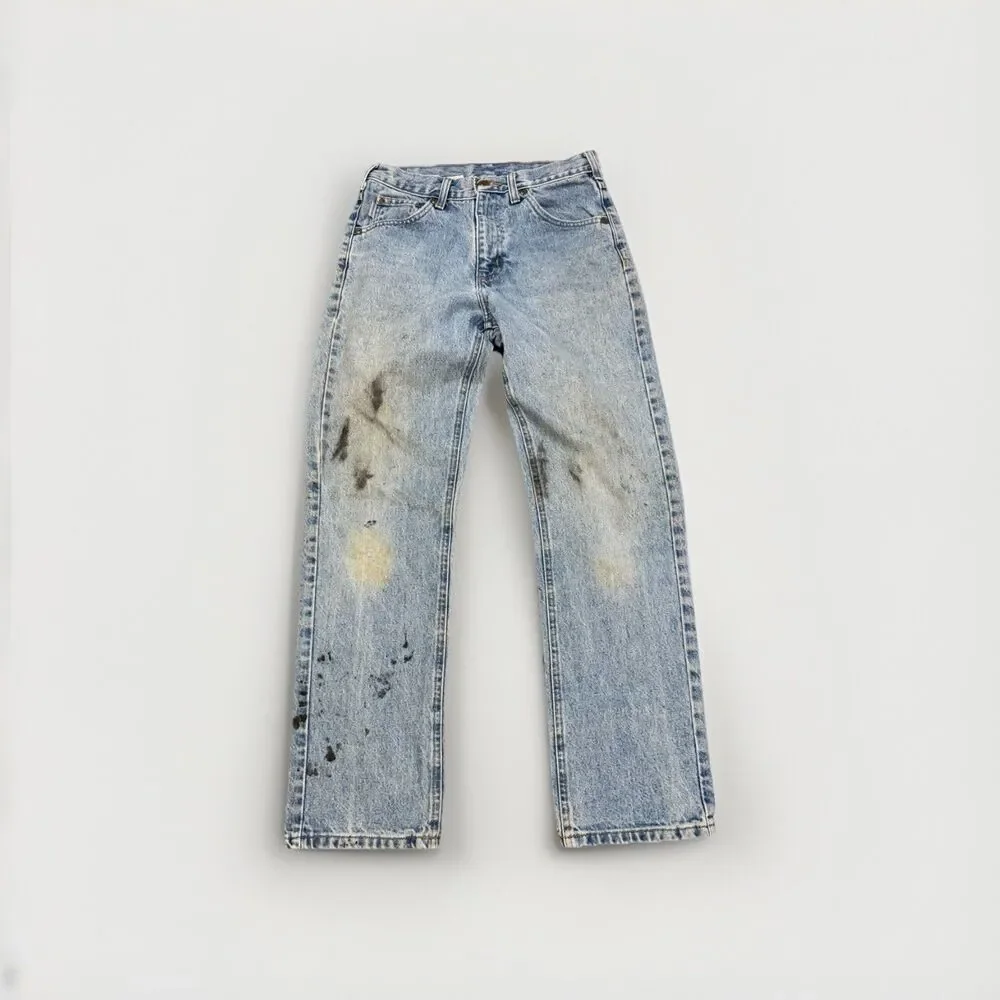 Carhartt 29x30 Actual Relaxed Fit Denim Very Distressed Light Wash Straight Leg